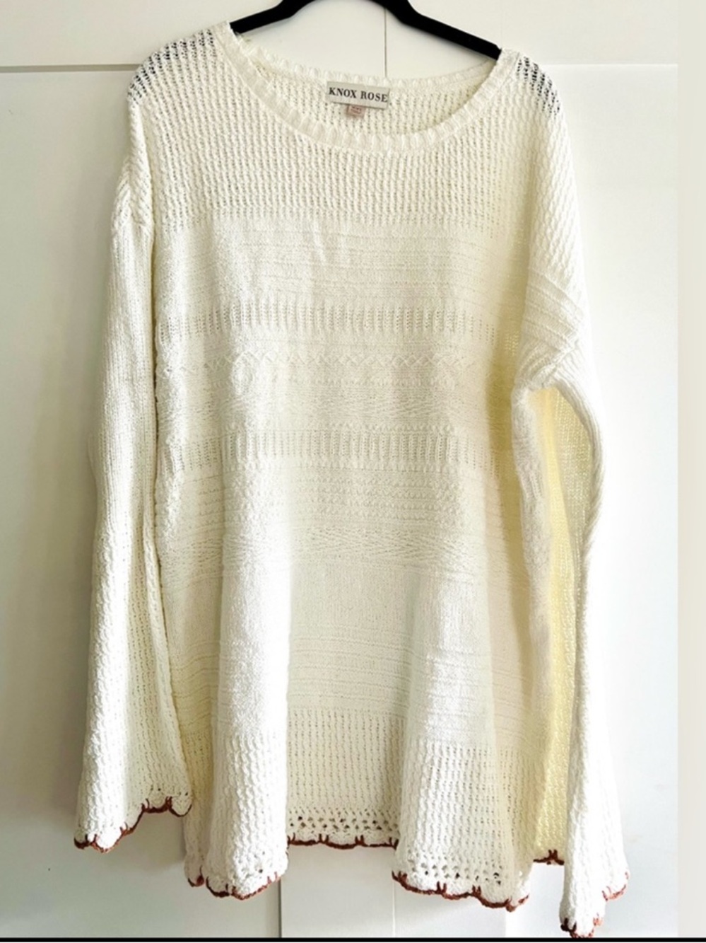 Knox Rose Cream and Brown Trim Sweater
